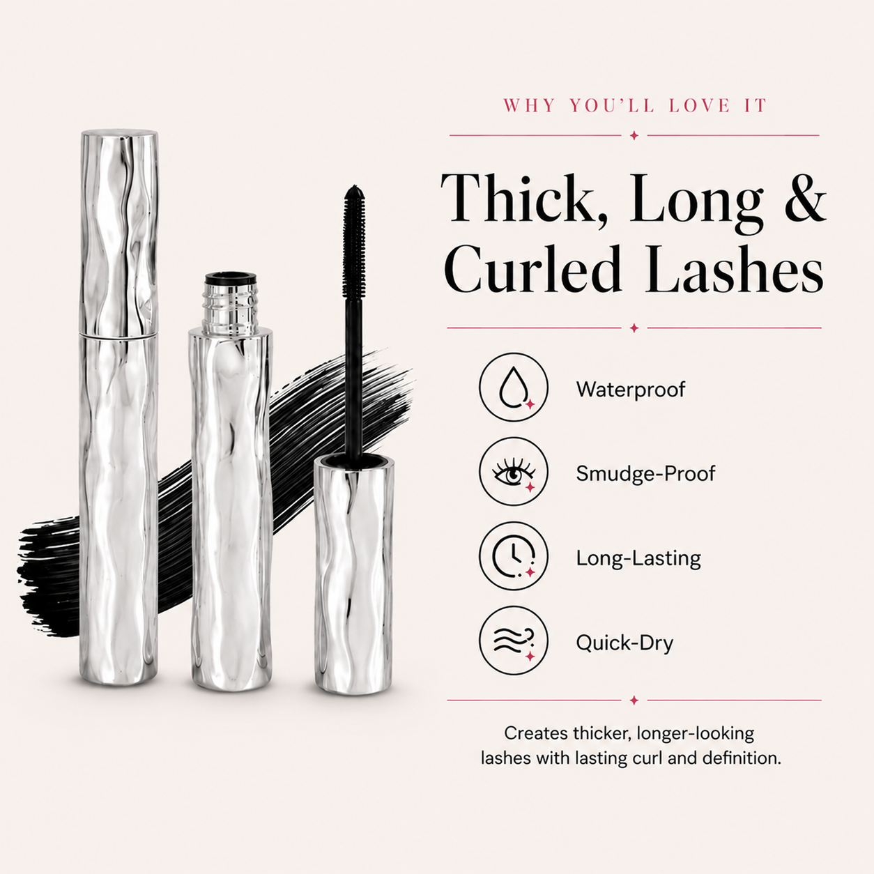 LAST DAY - BUY 1 GET 1 FREE💜Waterproof Curling & Lengthening Mascara